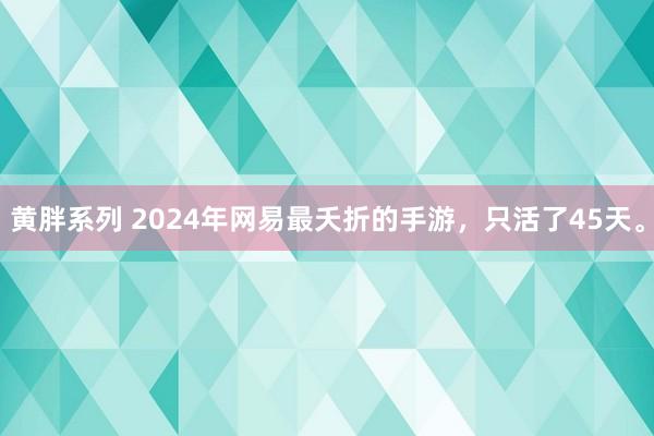 黄胖系列 2024年网易最夭折的手游，只活了45天。