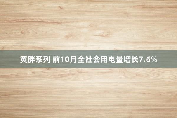 黄胖系列 前10月全社会用电量增长7.6%