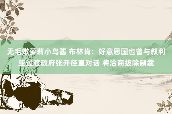 无毛嫩萝莉小鸟酱 布林肯：好意思国也曾与叙利亚过渡政府张开径直对话 将洽商拔除制裁