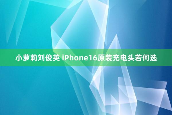 小萝莉刘俊英 iPhone16原装充电头若何选