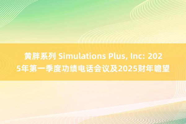 黄胖系列 Simulations Plus, Inc: 2025年第一季度功绩电话会议及2025财年瞻望